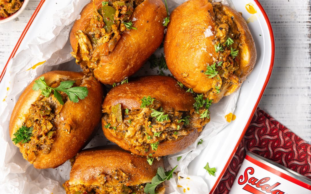 Amagwinya Stuffed with Pilchard Chakalaka